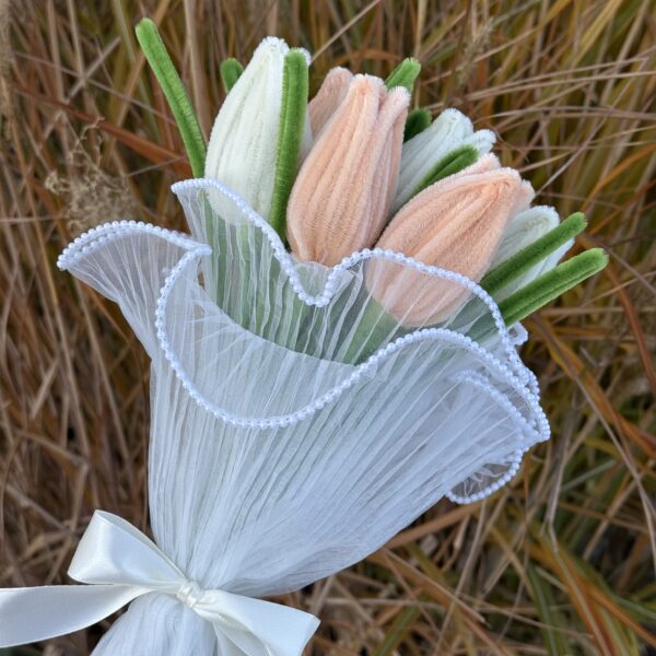 Bouquet 8 tulipes blanche & beige