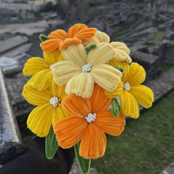 Bouquet 7 hibiscus - jaune & orange