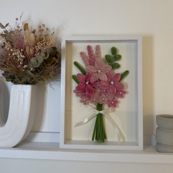 Cadre A4 - Bouquet de fleurs rose