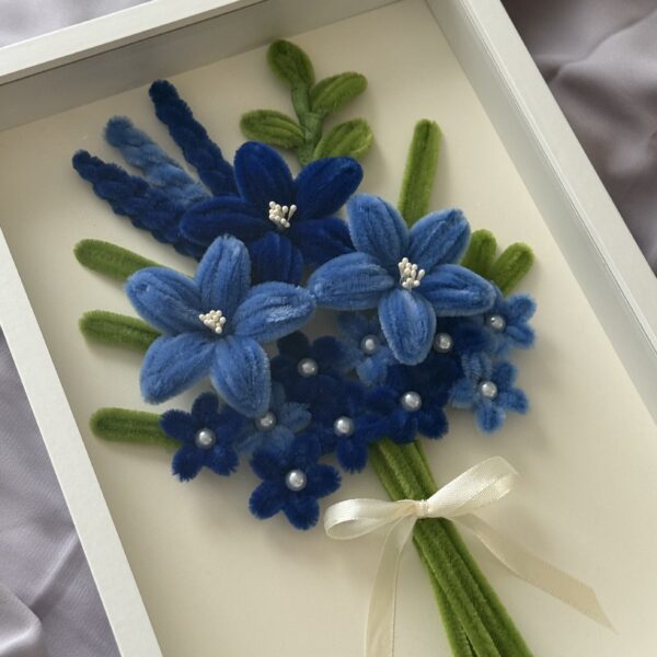 Cadre A4 - Bouquet de fleurs bleu